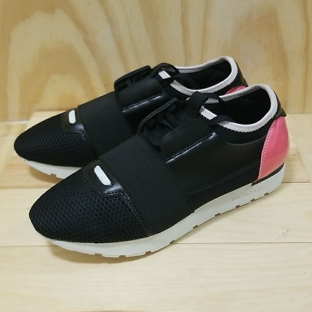Balenciaga Race Runner Leather Mesh Black/Pink Women’s Sneacker Sz 40 ( 9 1/2)